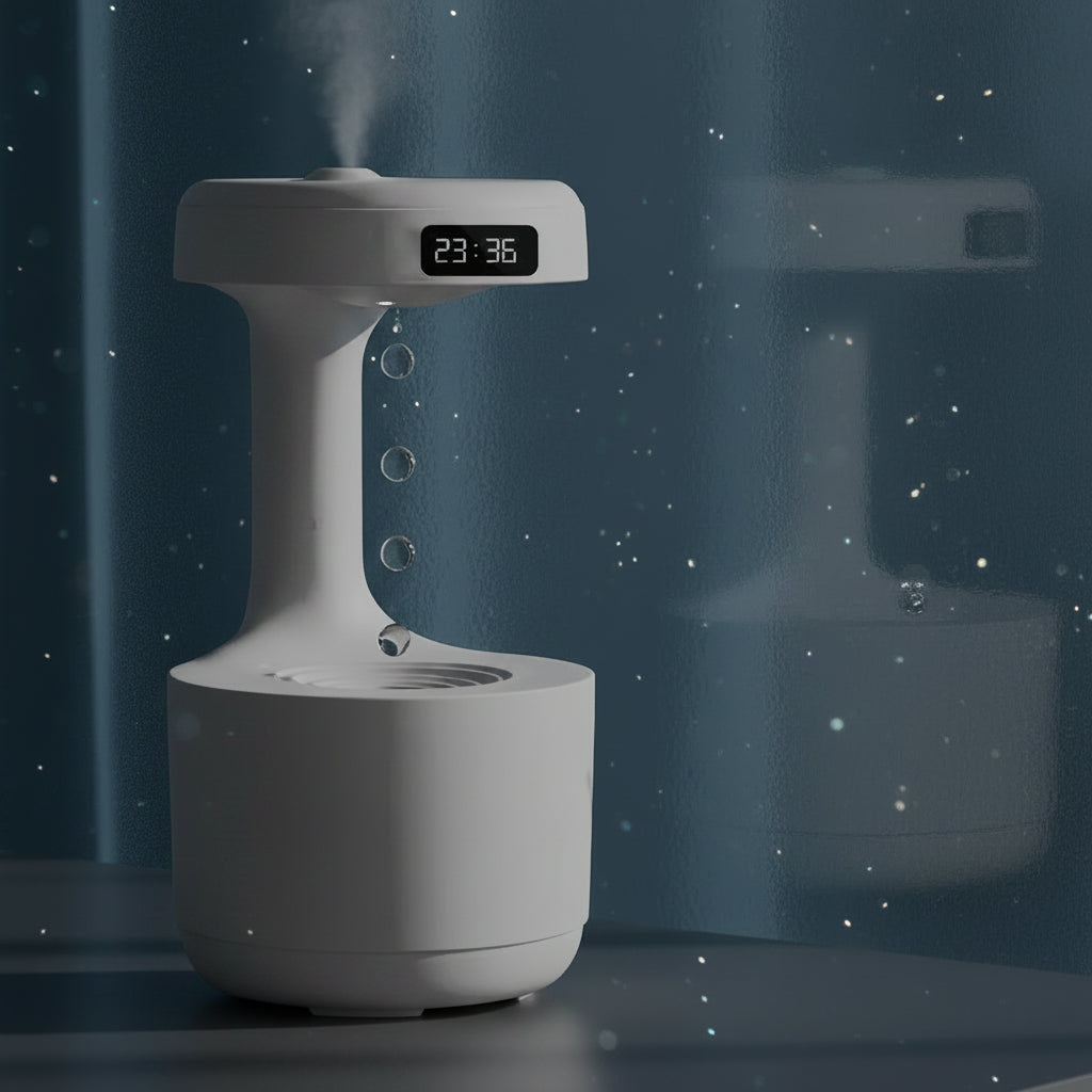 Bedroom Anti-Gravity Humidifier with Clock Water Drop Backflow Aroma Diffuser Large Capacity Office Bedroom Mute Heavy Fog Household Sprayer